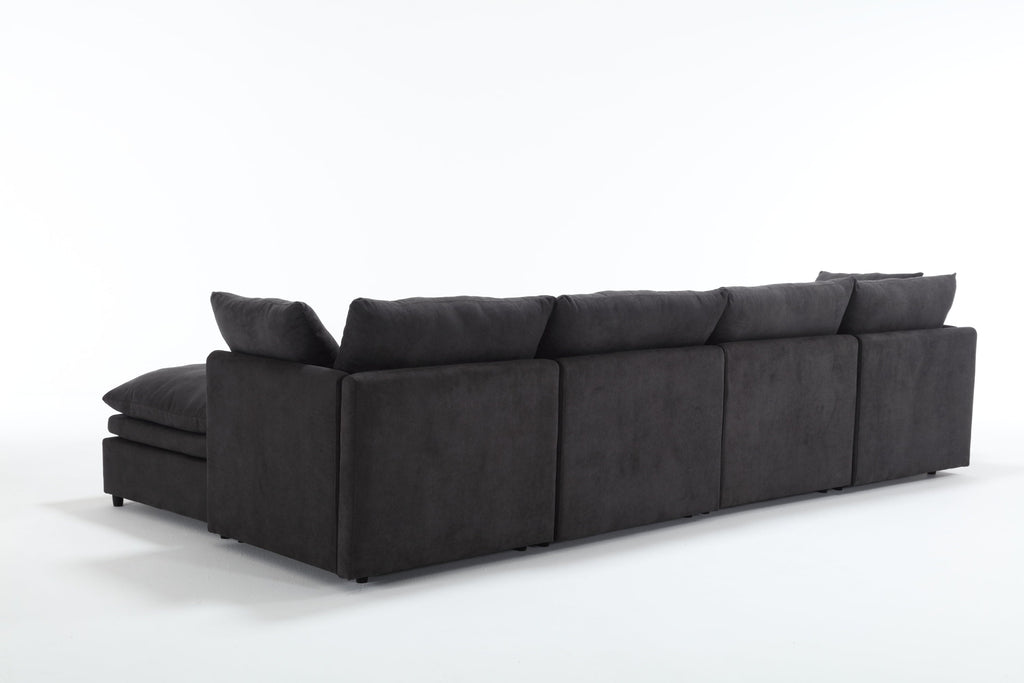 [ PACKAGING NEW UPGRADE]   [VIDEO PROVIDED]Modern U-shaped Sectional Sofa ,5-seat  Sofa ,Sleeper Sofa Couch with Chaise Lounge for Living Room,Apartment,Upholstered,Polyester,New upgrade,Dark Gray