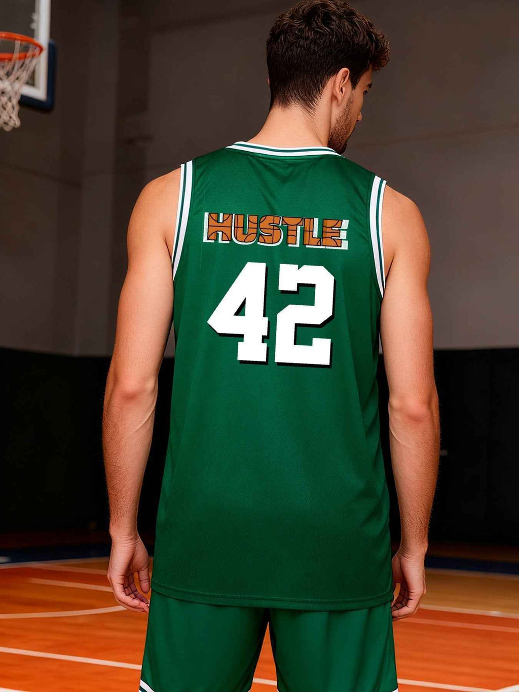 Hustle 42 Adult Green Basketball Jersey | Ships From USA