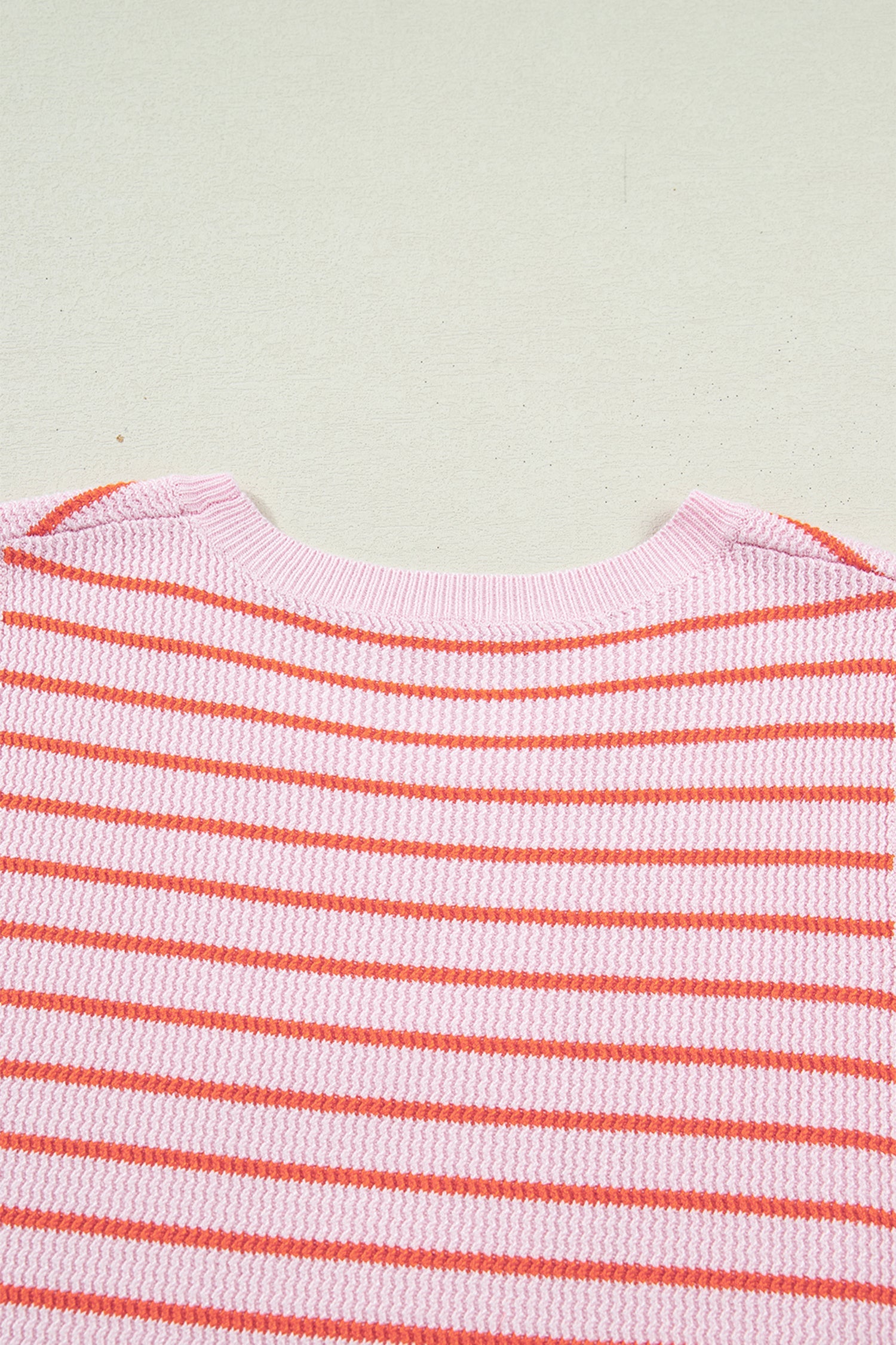 Stripe Textured Knit Sleeveless Sweater Top