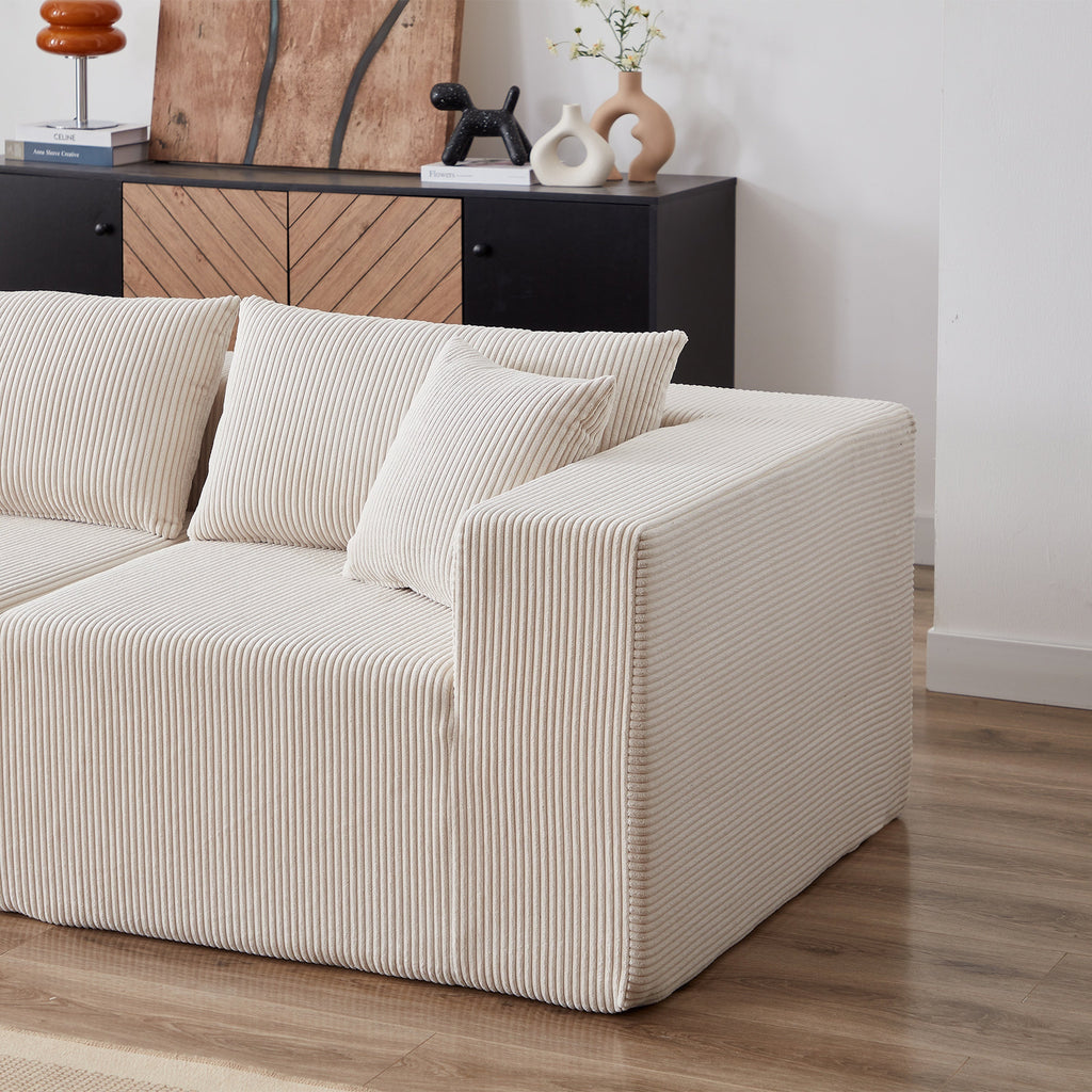 104-Inch Corduroy Modular L Shaped Sectional Sofa,Luxury Floor Couch Set,Upholstered Indoor Furniture,Foam-Filled Compressed Sofa for Living Room,Bedroom,4 PC Free Combination