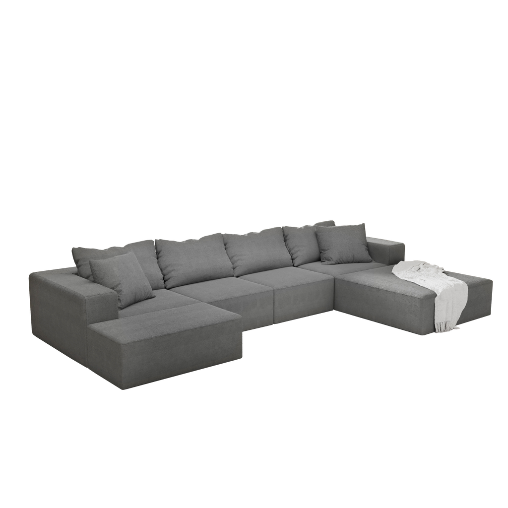 Modern Upholstered Sectional Sofa Couch Set,Modular 132' L Shaped Sectional Living Room Sofa Set With 6 Pillows,Free Combination Sofa Couch for Living Room,Bedroom