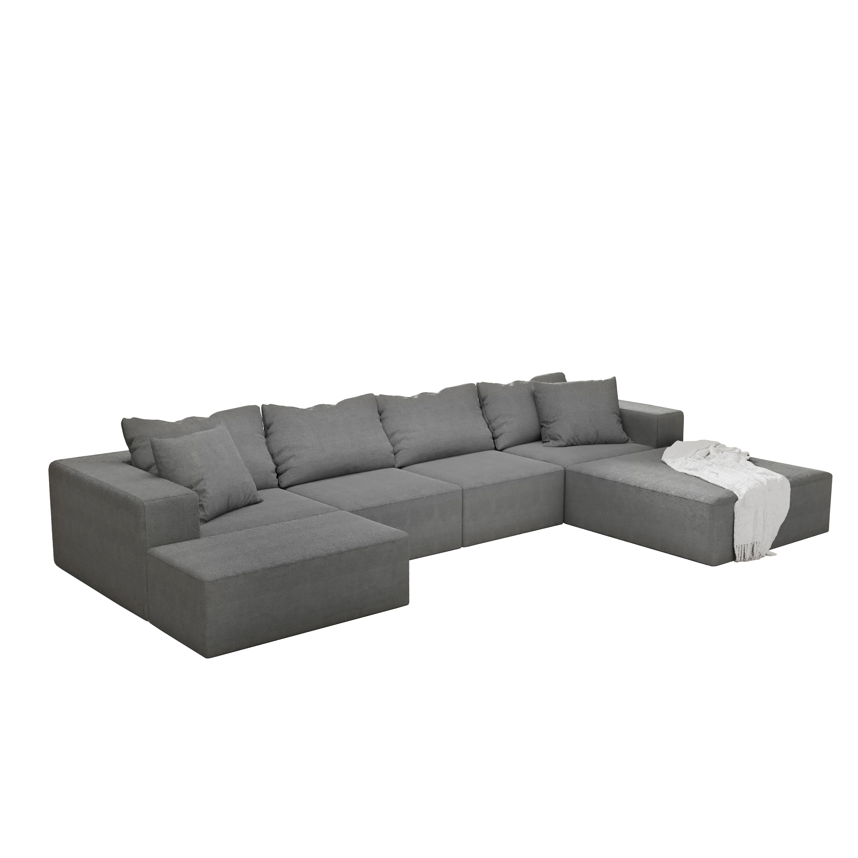 Modern Upholstered Sectional Sofa Couch Set,Modular 132' L Shaped Sectional Living Room Sofa Set With 6 Pillows,Free Combination Sofa Couch for Living Room,Bedroom