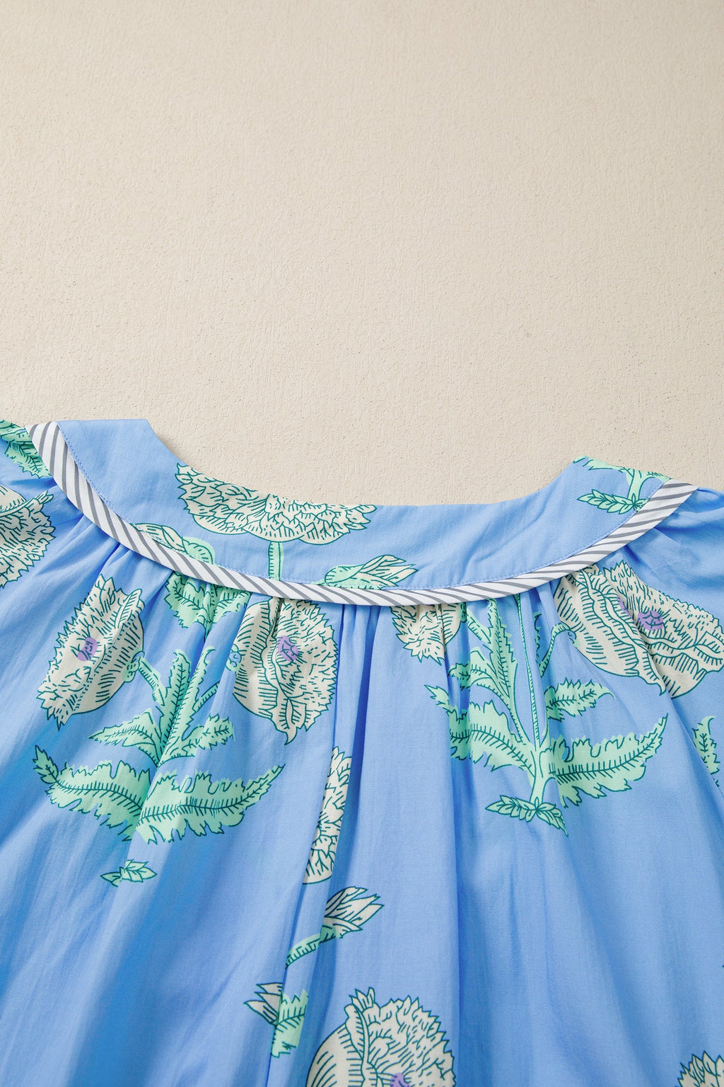 Plus Size Floral Stripe Contrast Short Sleeve Mini Dress