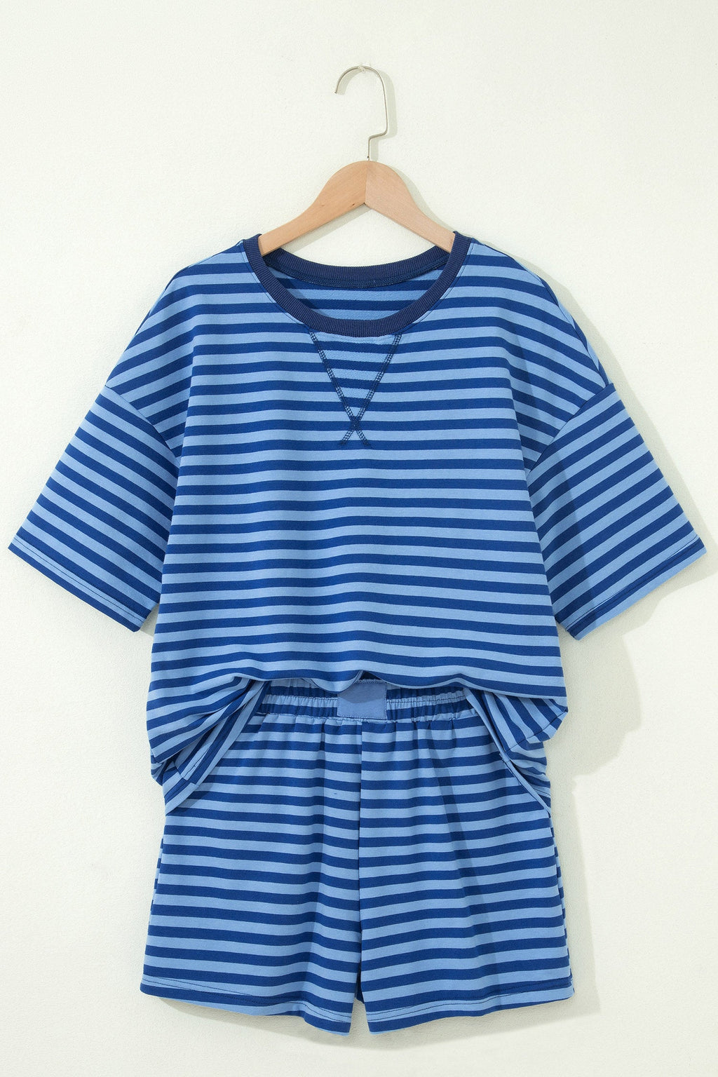 Stripe Short Sleeve Top & High Waist Short Set