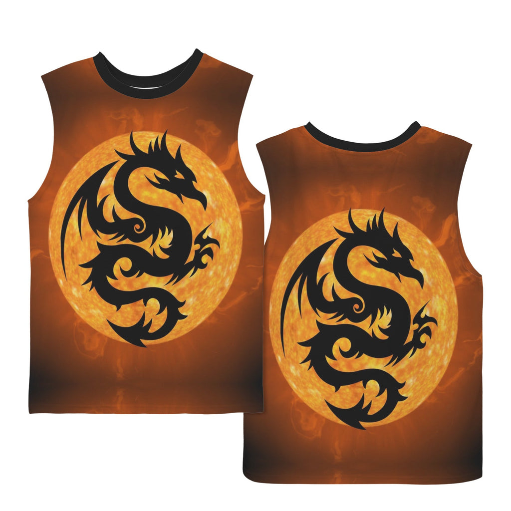 Orange Fire Dragon Men's All Over Print Sleeveless T-Shirt