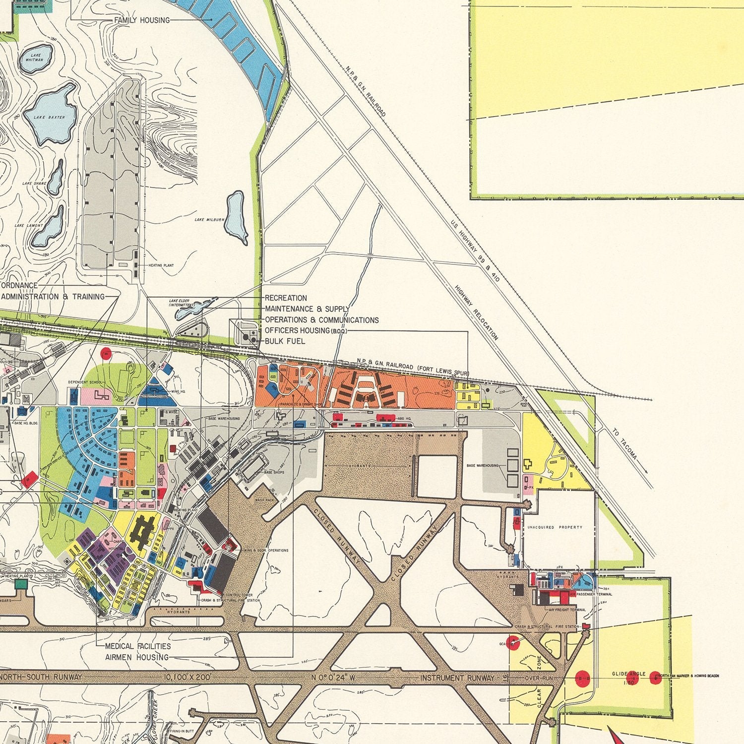 Vintage Map of McChord Air Force Base, 1951