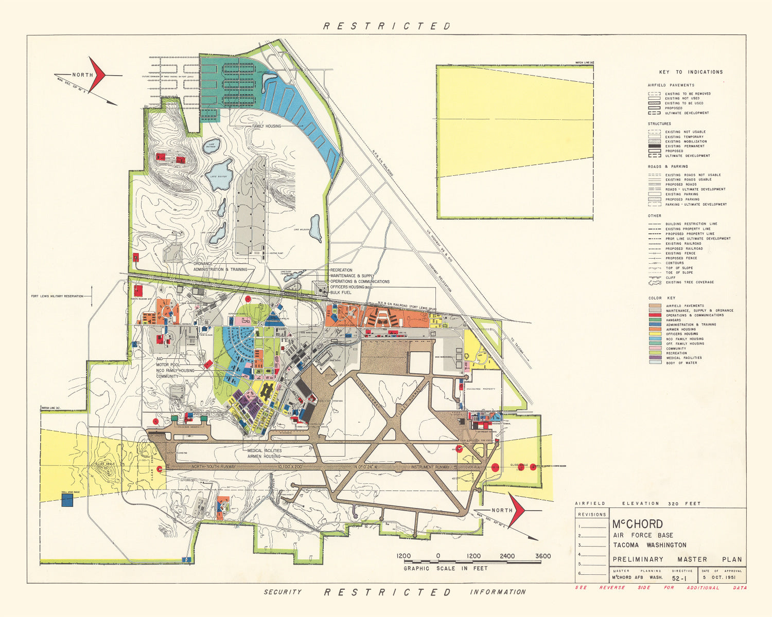 Vintage Map of McChord Air Force Base, 1951