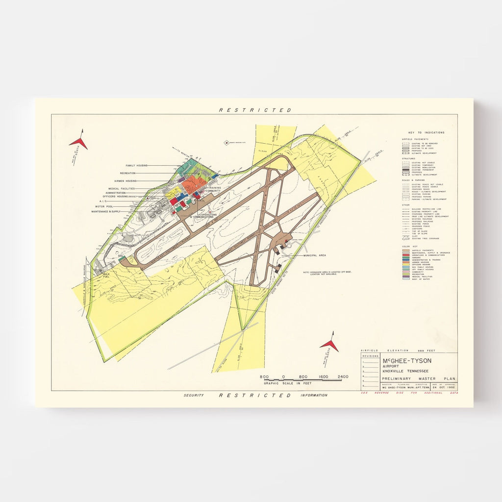 Vintage Map of McGhee-Tyson Airport, 1952