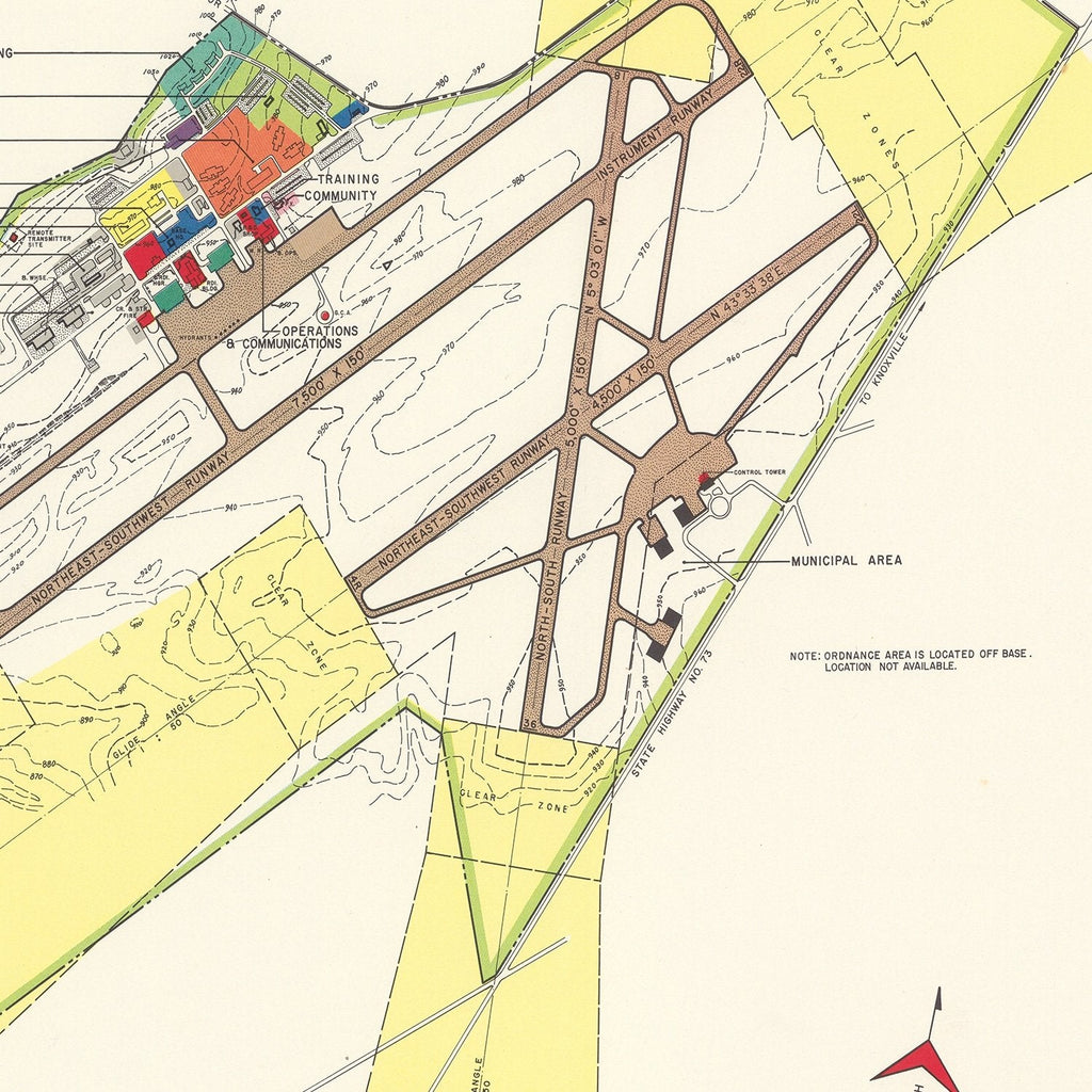 Vintage Map of McGhee-Tyson Airport, 1952