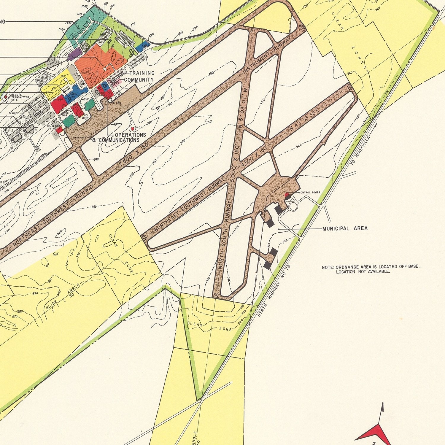 Vintage Map of McGhee-Tyson Airport, 1952