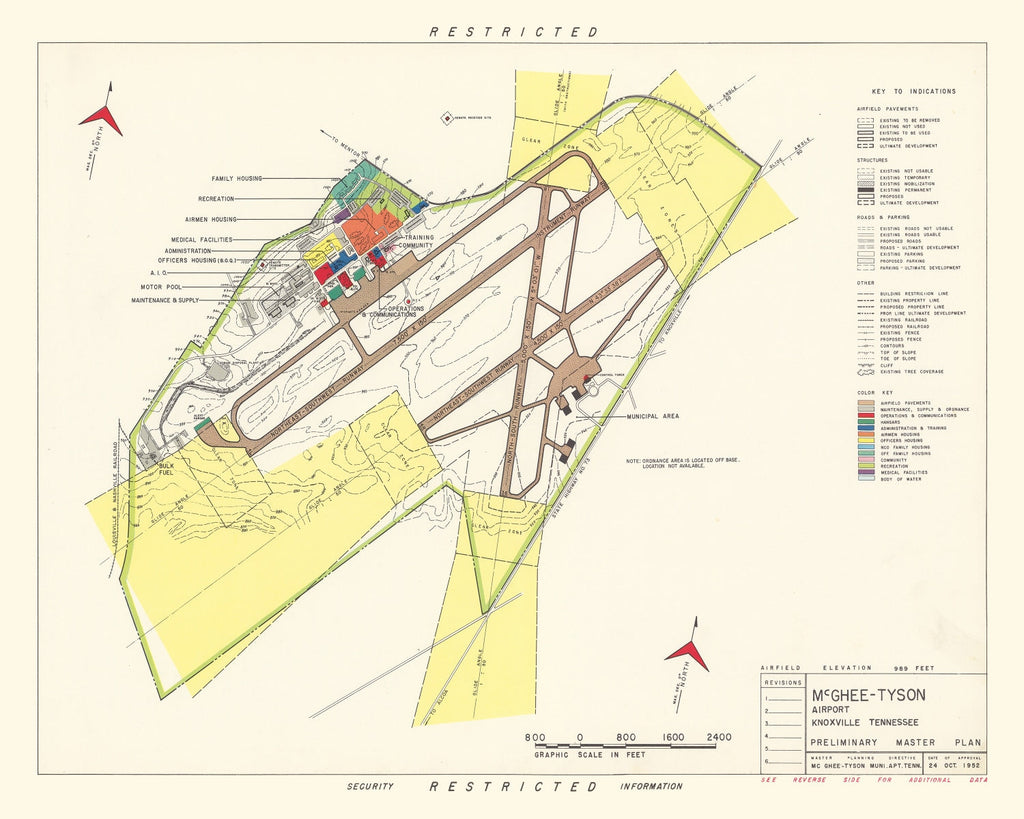 Vintage Map of McGhee-Tyson Airport, 1952
