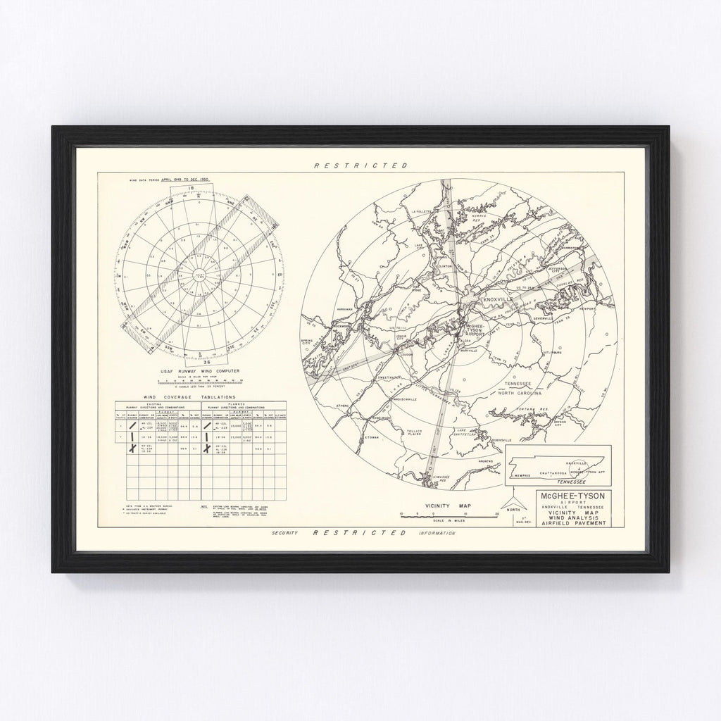Vintage Map of the McGhee-Tyson Airport Vicinity, 1952