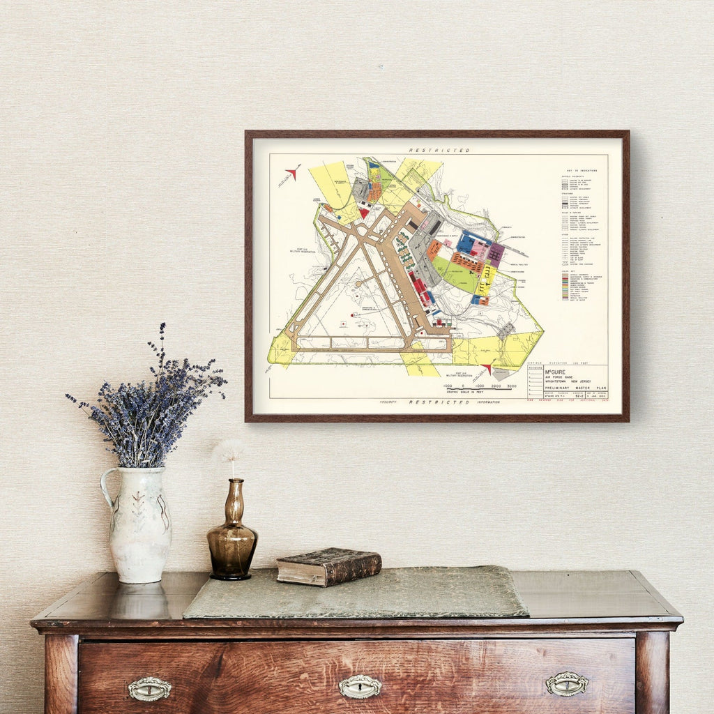 Vintage Map of Mc Guire Air Force Base, 1952