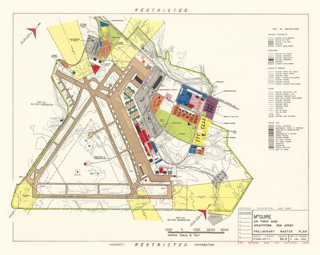Vintage Map of Mc Guire Air Force Base, 1952