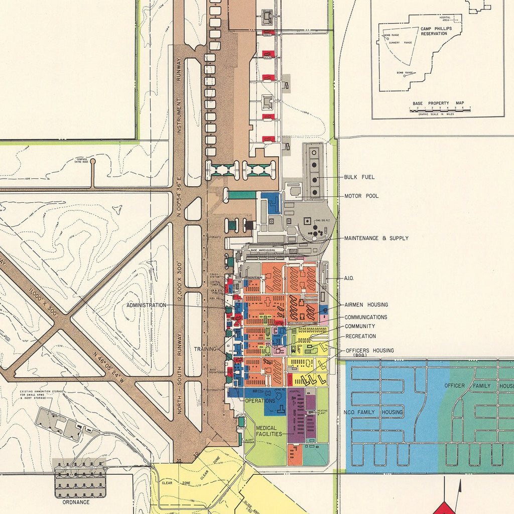 Vintage Map of Smoky Hill Air Force Base, 1951
