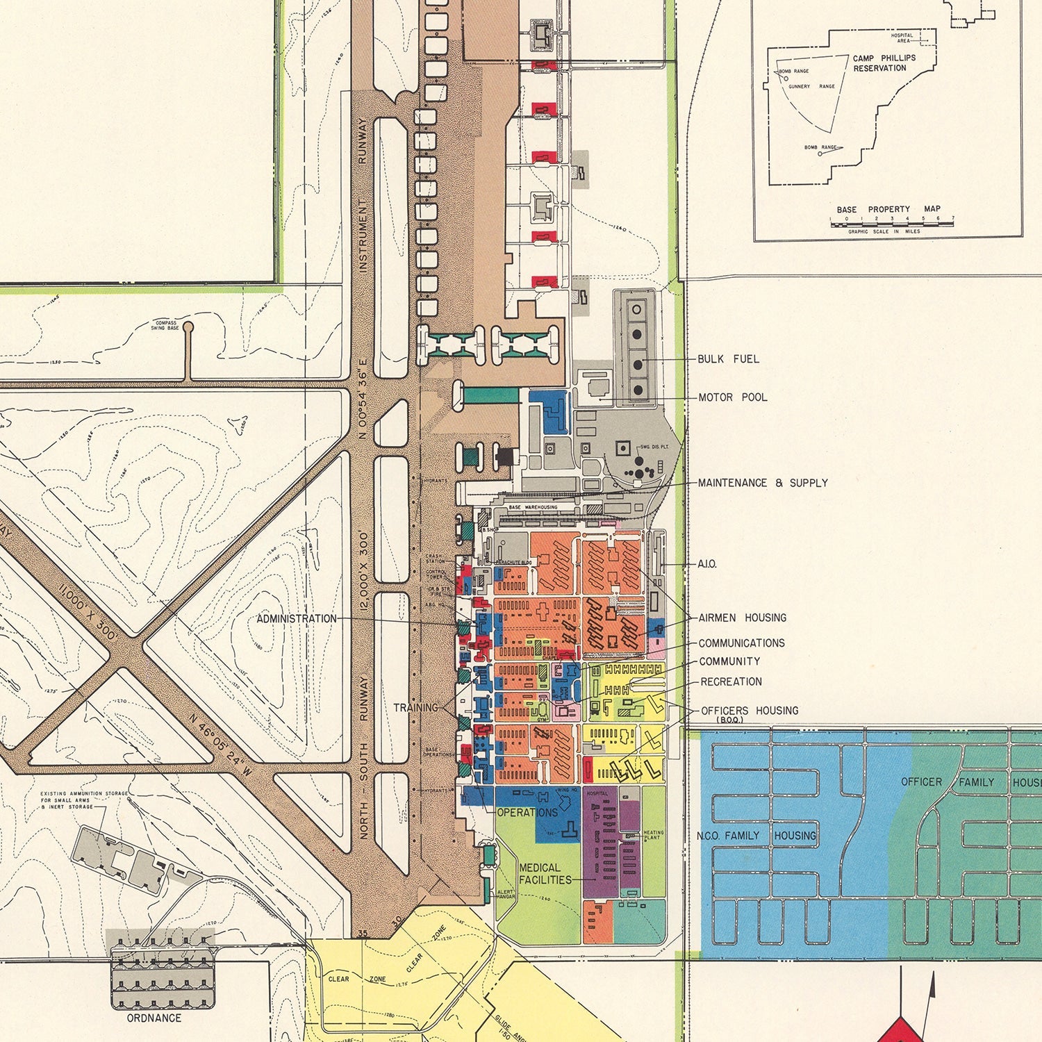 Vintage Map of Smoky Hill Air Force Base, 1951