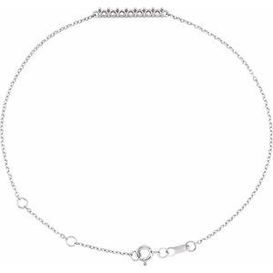 14K White Gold 2 mm Round Accented Bar Bracelet Mounting