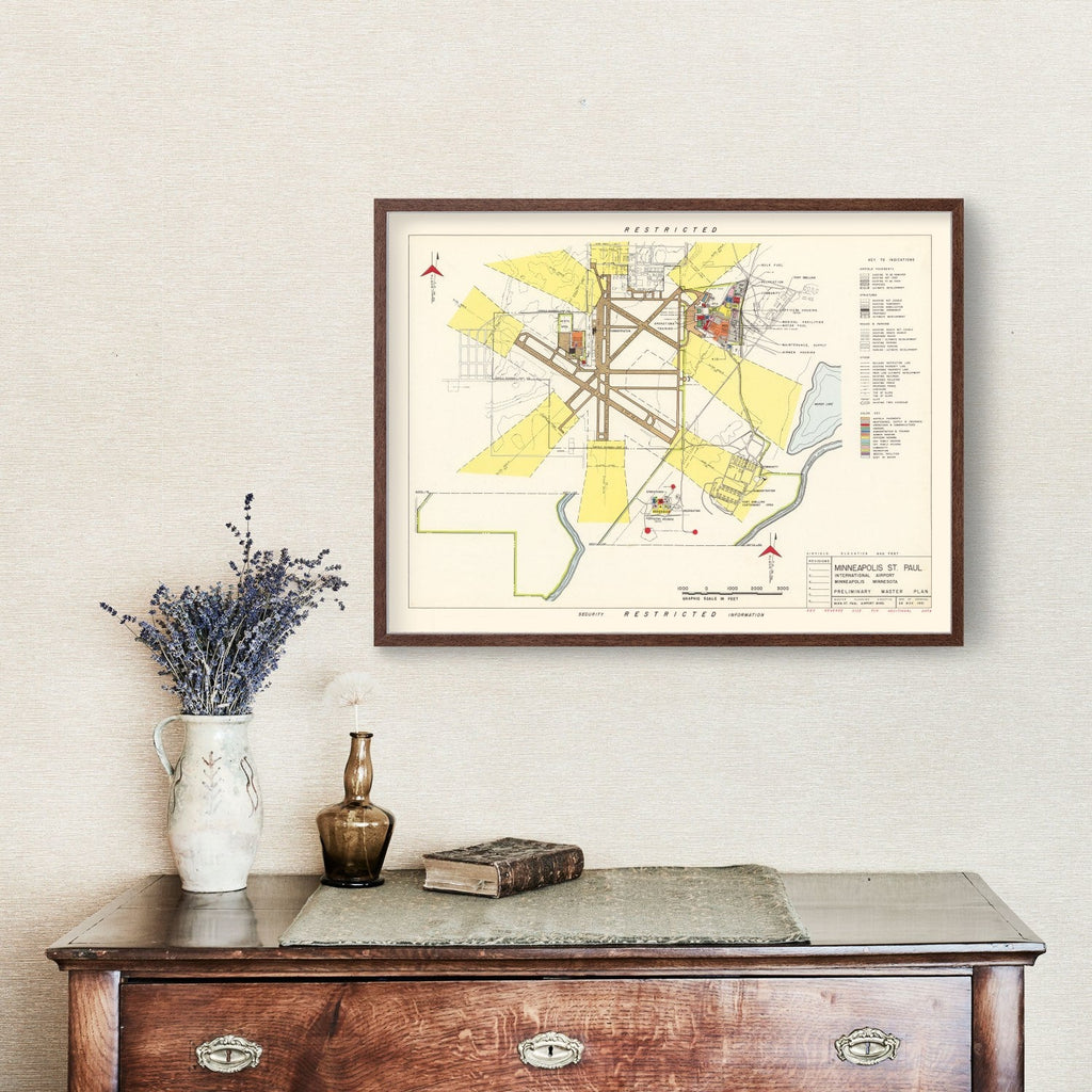 Vintage Map of Minneapolis St. Paul International Airport, 1951