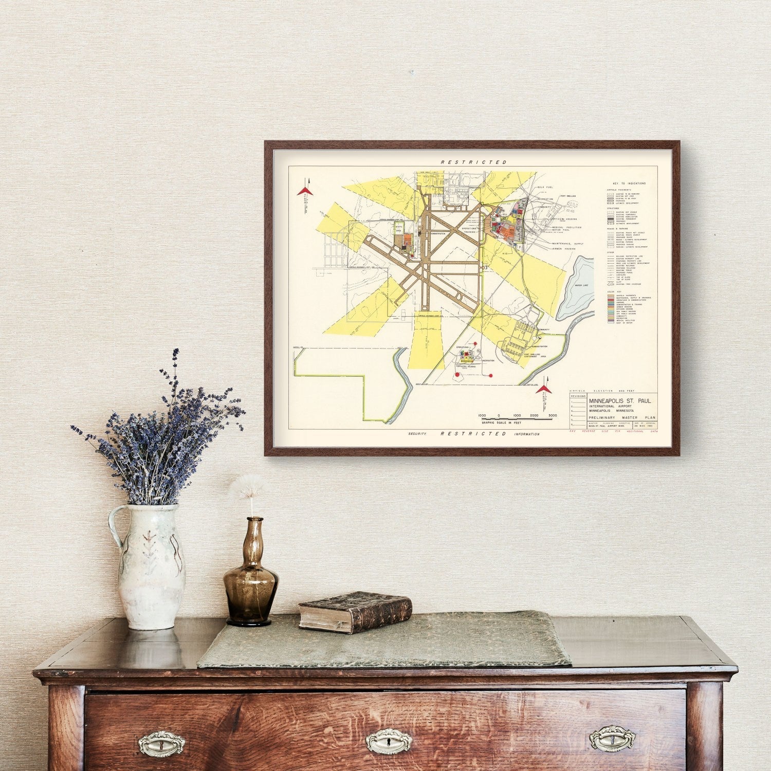 Vintage Map of Minneapolis St. Paul International Airport, 1951