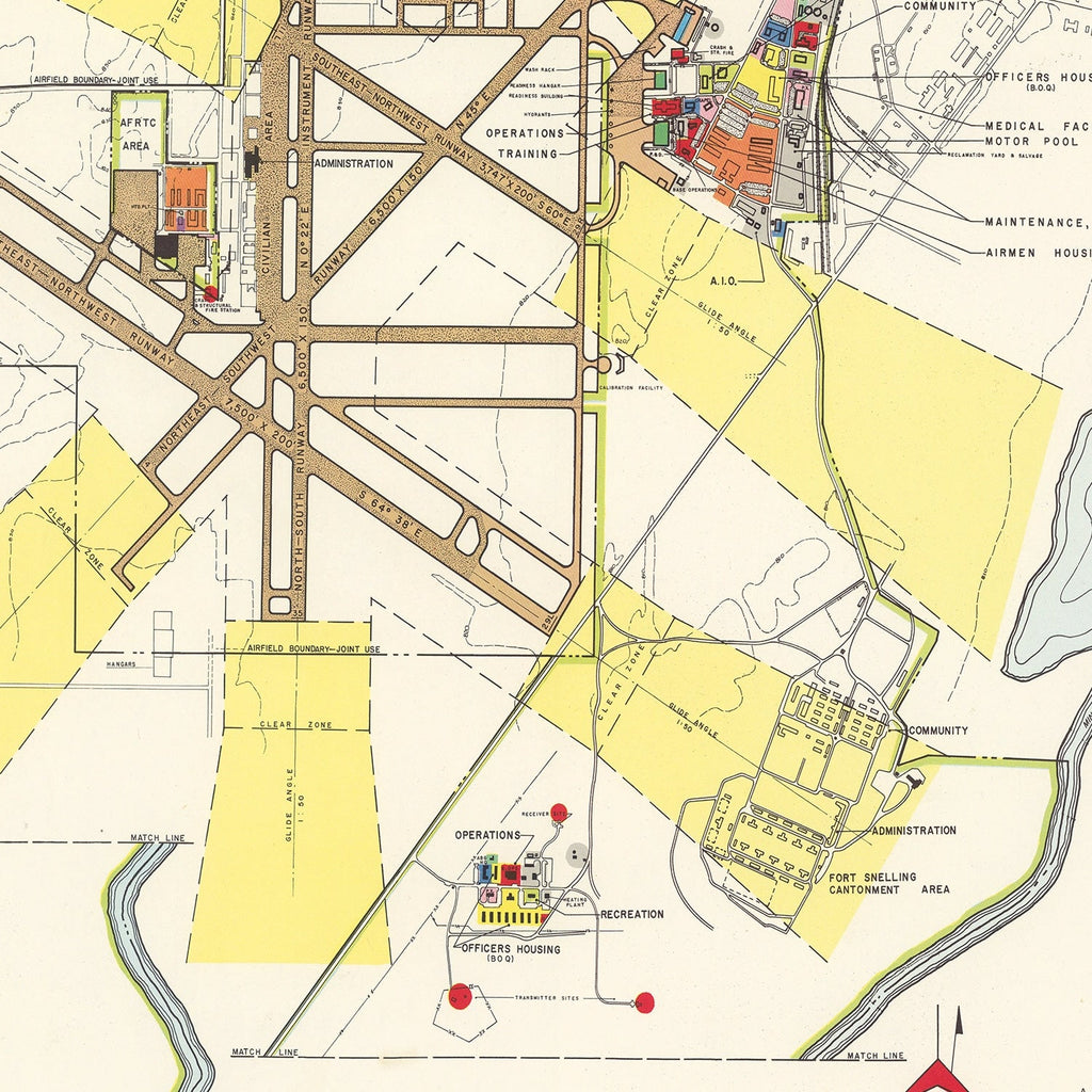Vintage Map of Minneapolis St. Paul International Airport, 1951