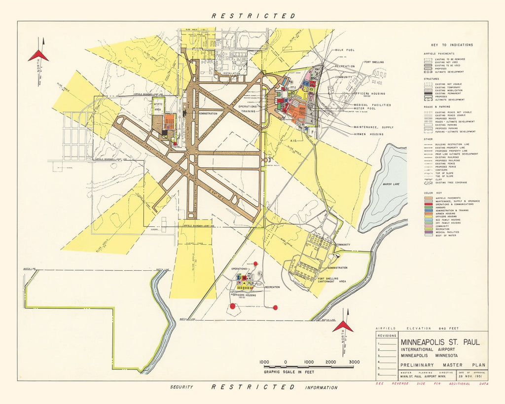 Vintage Map of Minneapolis St. Paul International Airport, 1951