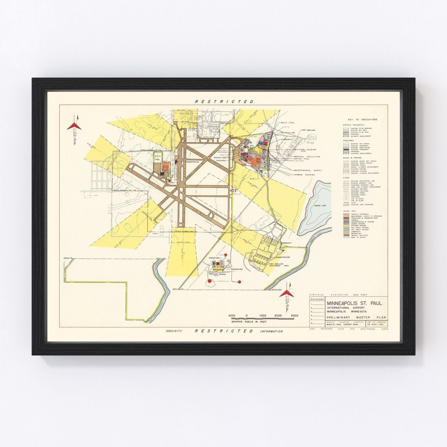 Vintage Map of Minneapolis St. Paul International Airport, 1951