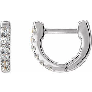 14K White Gold 1/8 CTW Natural Diamond Hoop Earrings