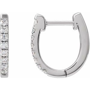 14K White Gold 1/6 CTW Natural Diamond Hoop Earrings