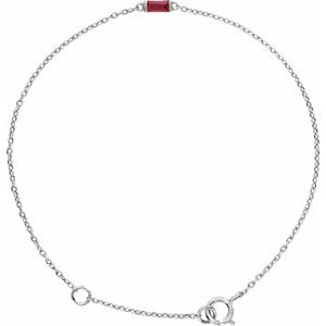 Sterling Silver Lab-Grown Ruby 6 1/2-7 1/2" Bracelet