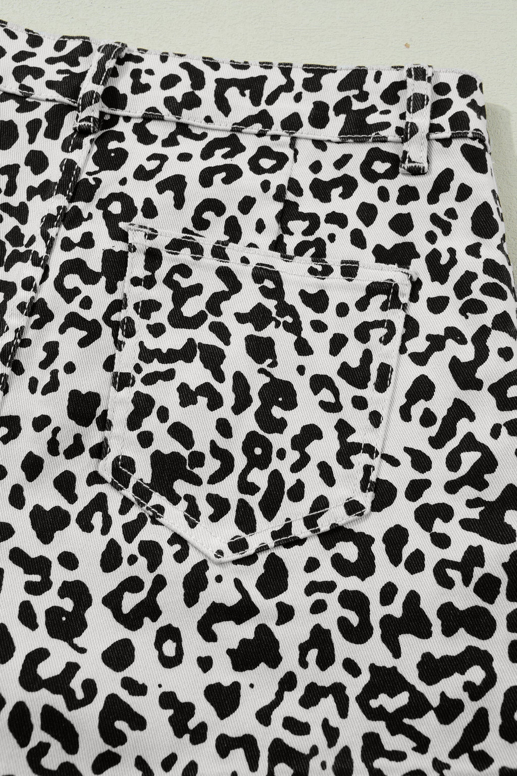 Leopard Denim Buttoned Overlap Shorts