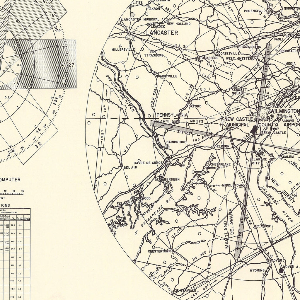 Vintage Map of the New Castle Municipal County Airport Vicinity, 1951