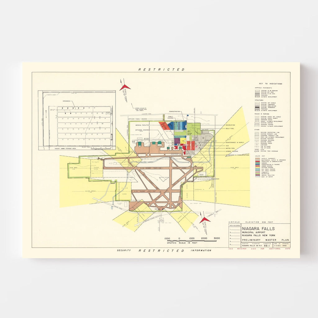 Vintage Map of Niagara Municipal Airport, 1952