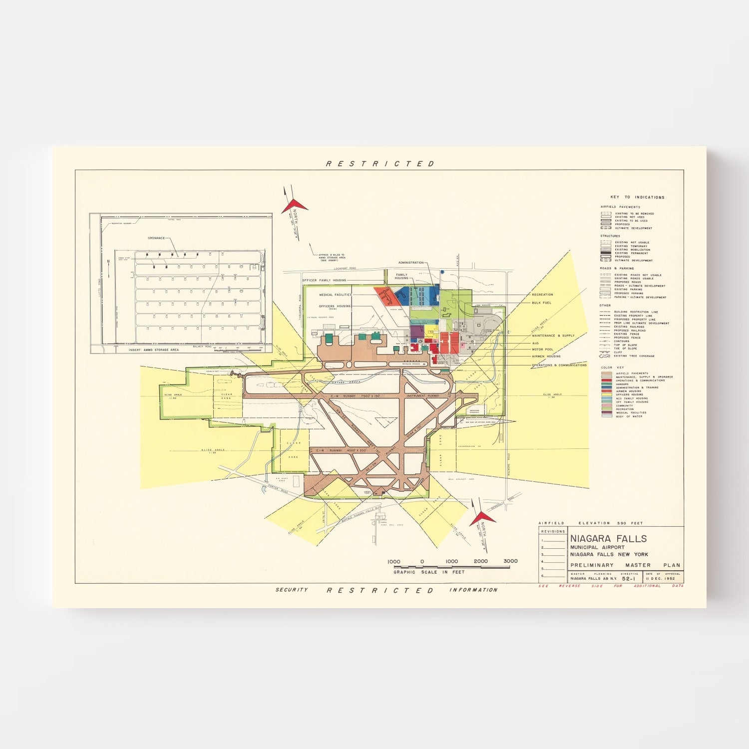 Vintage Map of Niagara Municipal Airport, 1952