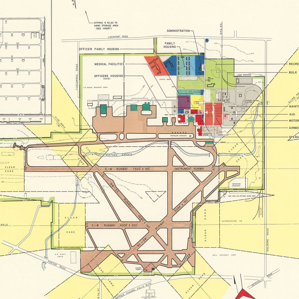 Vintage Map of Niagara Municipal Airport, 1952
