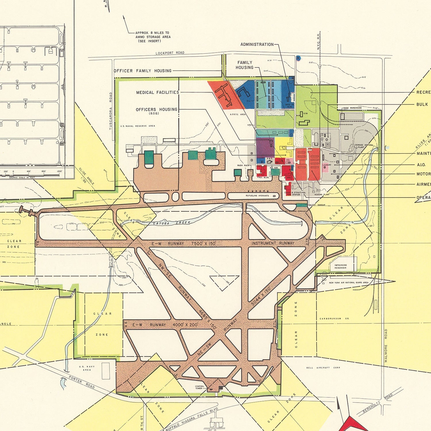 Vintage Map of Niagara Municipal Airport, 1952