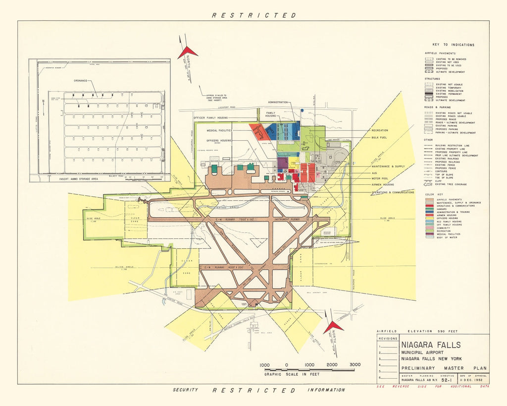 Vintage Map of Niagara Municipal Airport, 1952