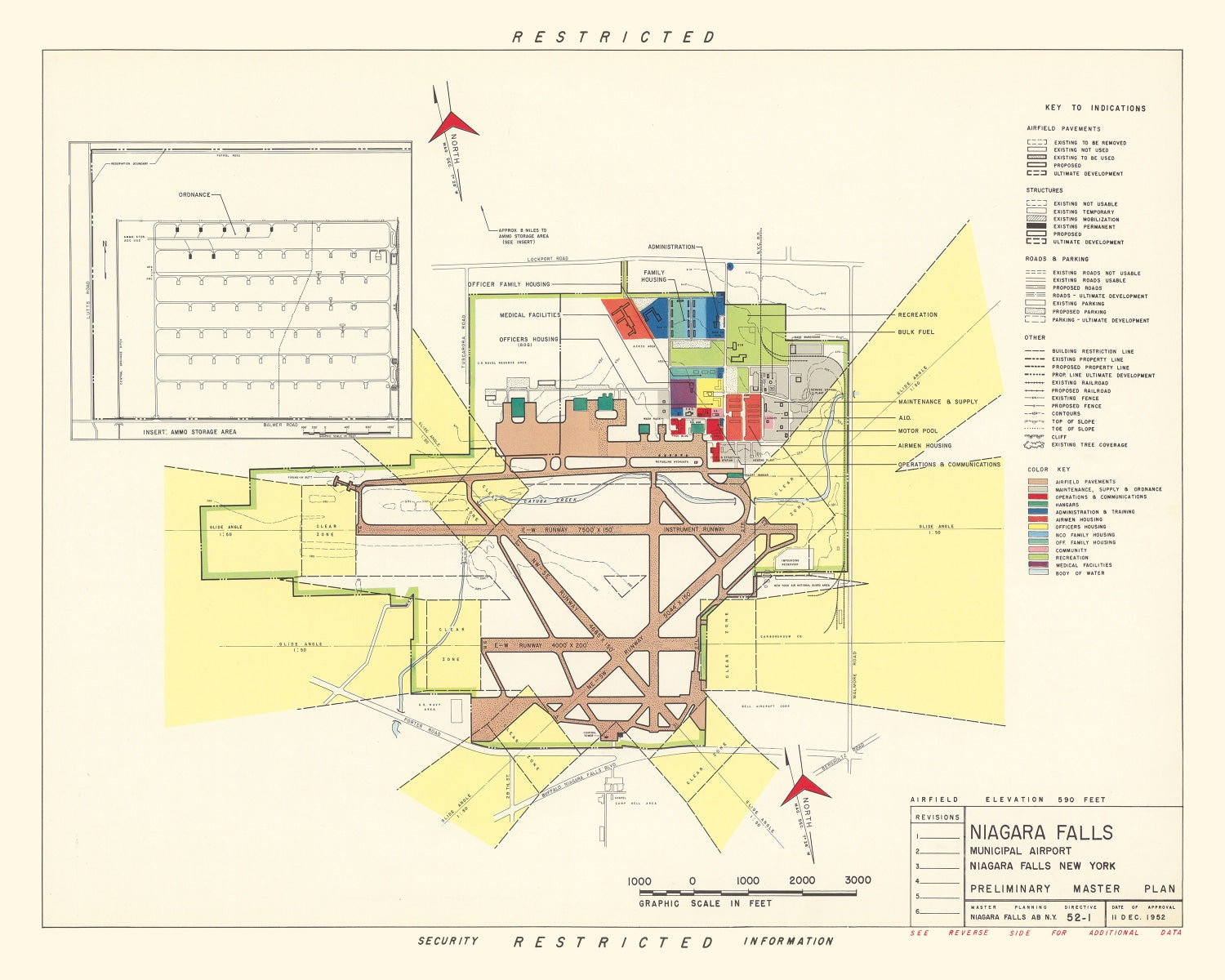 Vintage Map of Niagara Municipal Airport, 1952