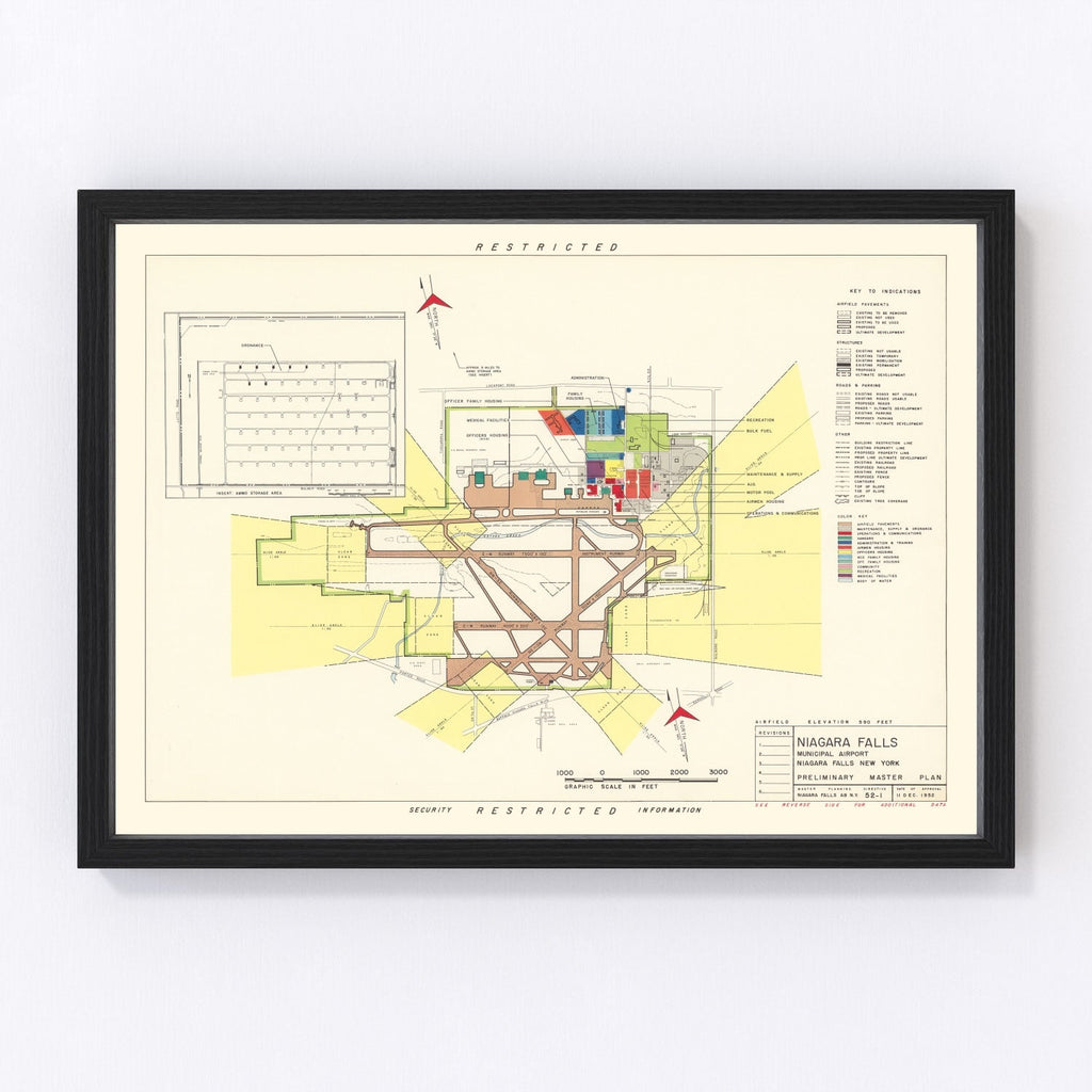 Vintage Map of Niagara Municipal Airport, 1952