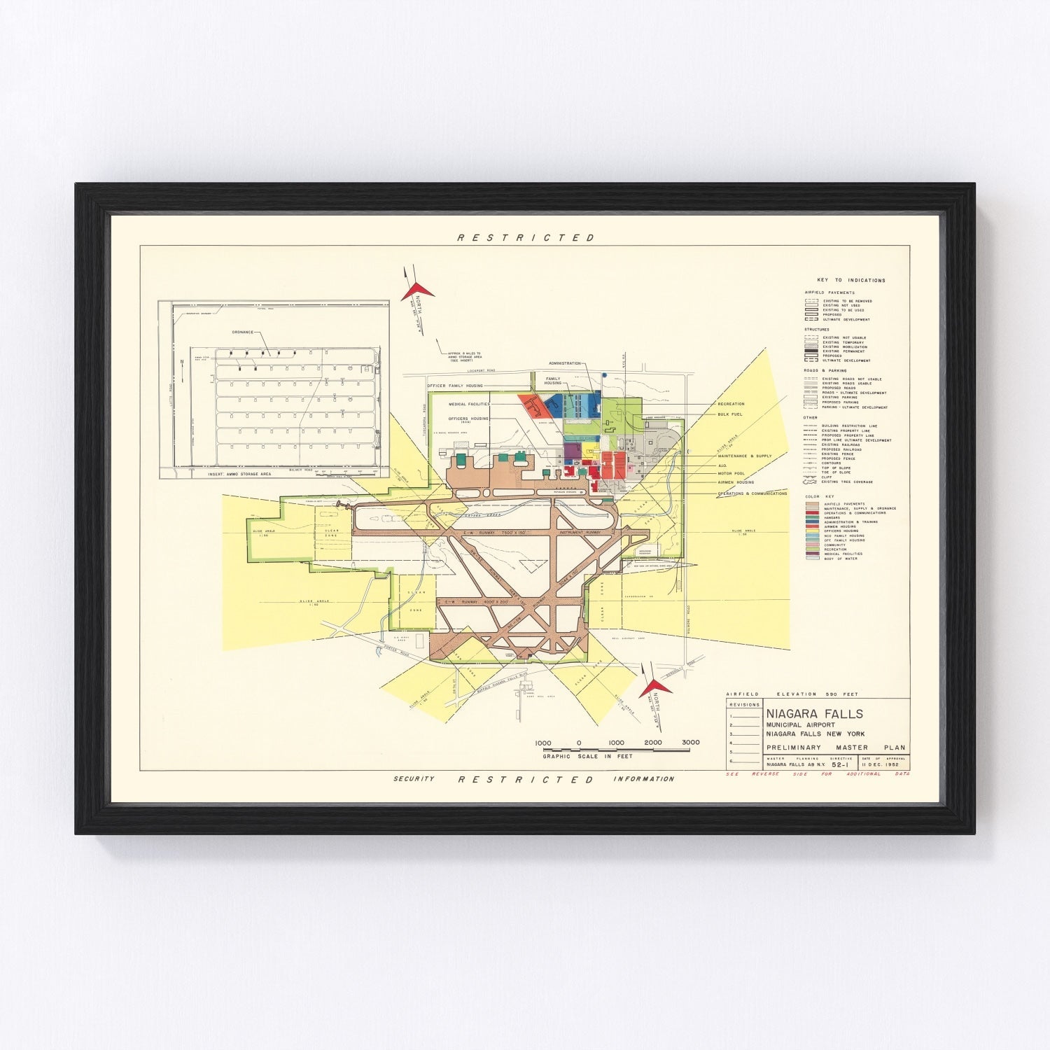 Vintage Map of Niagara Municipal Airport, 1952