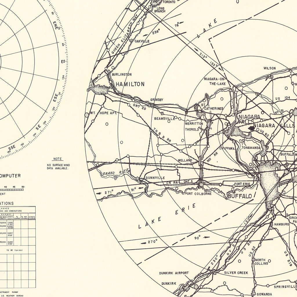 Vintage Map of the Niagara Municipal Airport Vicinity, 1952