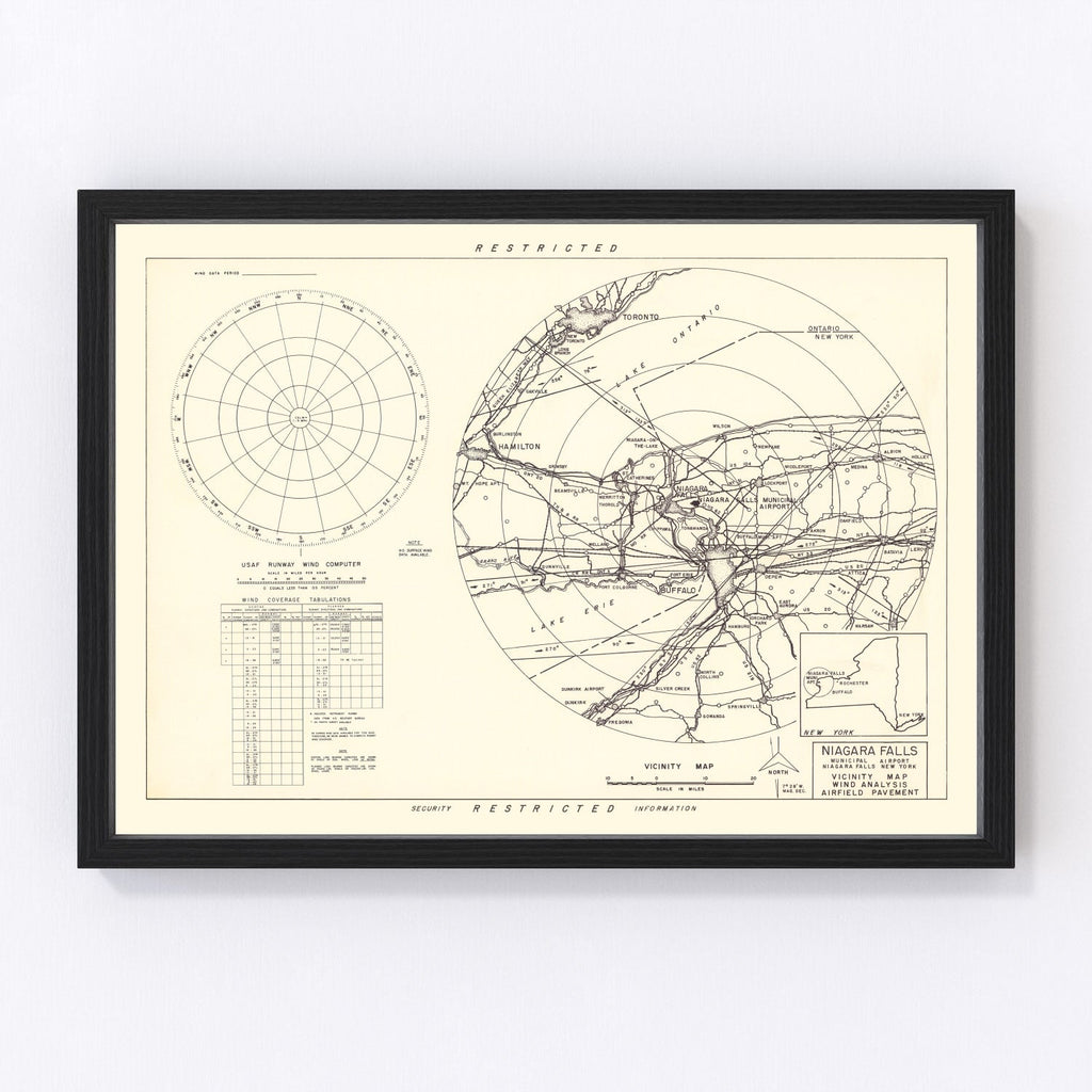 Vintage Map of the Niagara Municipal Airport Vicinity, 1952