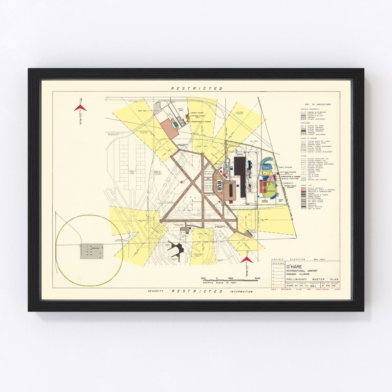 Vintage Map of O'Hare International Airport, 1951