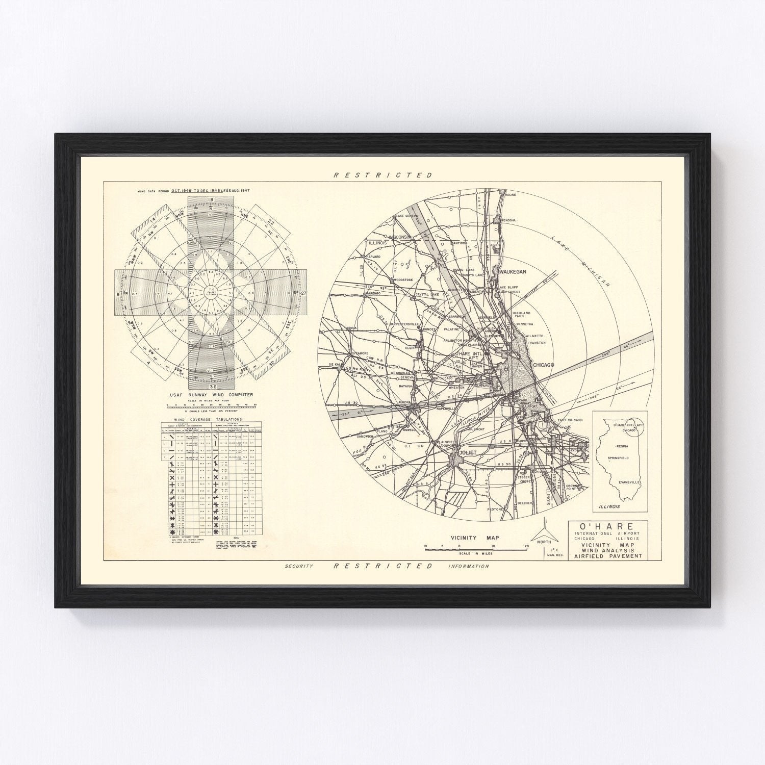 Vintage Map of the O'Hare International Airport Vicinity, 1951