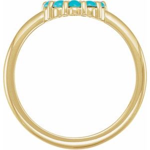 14K Yellow Gold Natural Turquoise Cabochon Halo-Style Ring