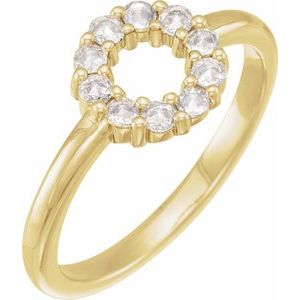 14K Yellow Gold 1/5 CTW Natural Diamond Rose-Cut Halo-Style Ring