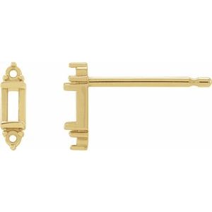 14K Yellow Gold 2.5x1.5 mm Straight Baguette Accented Earring