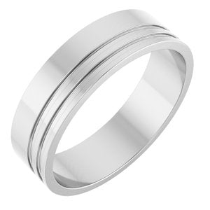 10K White 6 mm Grooved Flat Band Size 19