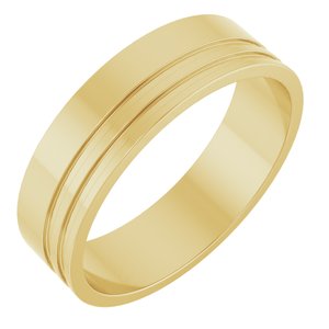 10K Yellow 6 mm Grooved Flat Band Size 18.5