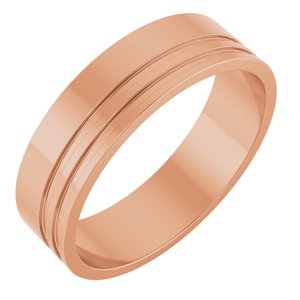 10K Rose 6 mm Grooved Flat Band Size 5