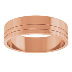 14K Rose 6 mm Grooved Flat Band Size 11
